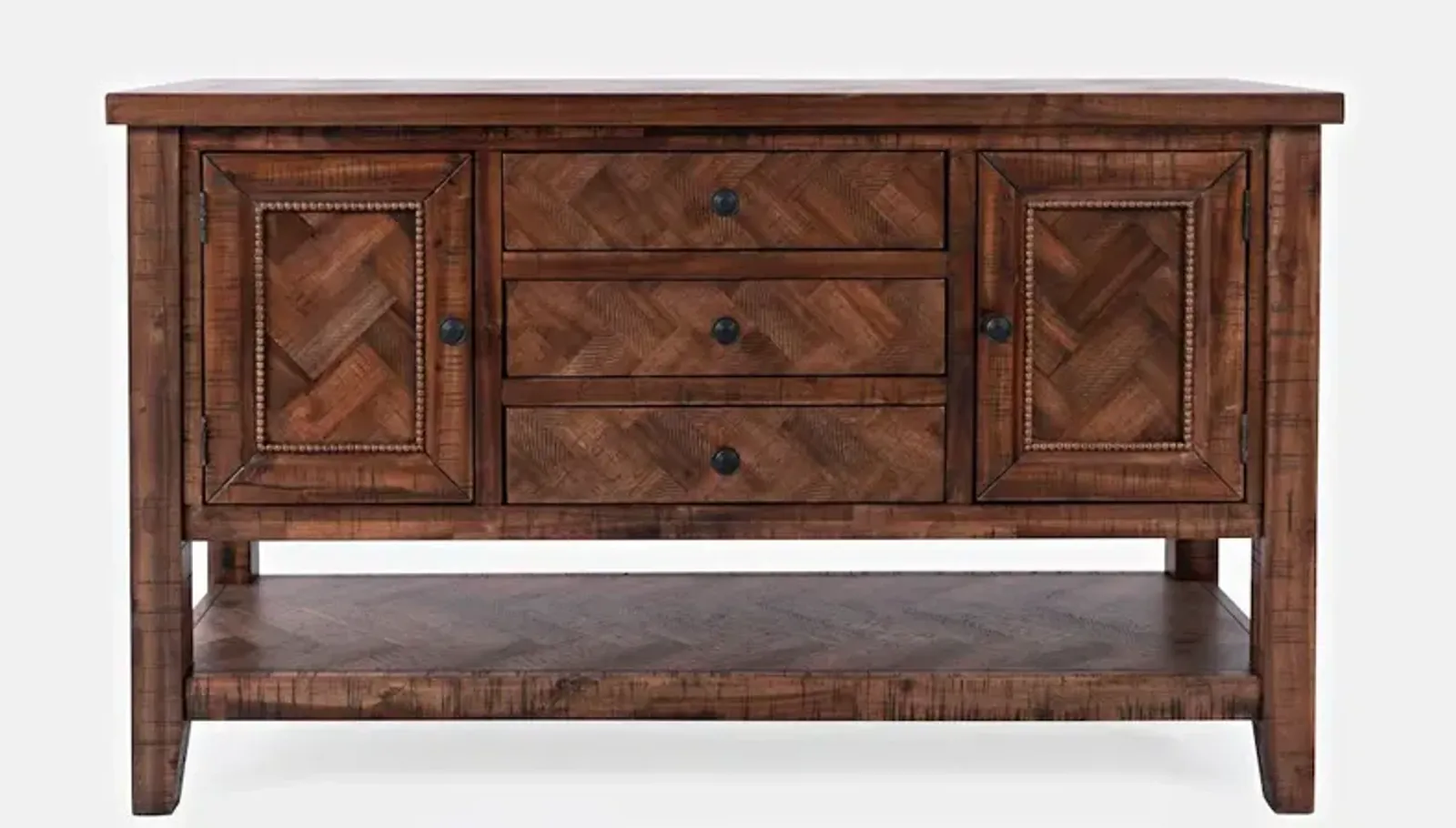 Jofran Fairview Transitional Herringbone Contemporary Distressed Acacia Buffet Server