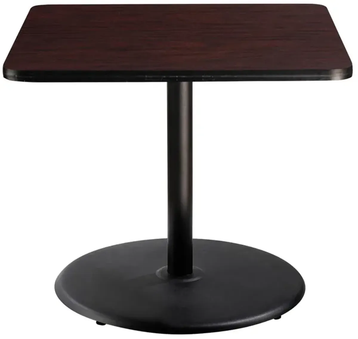 NPS® Café Table, 36" Square, Round Base, 30" Height, Particleboard Core/T-Mold, Brown