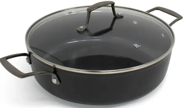Blu. Cookware 11” Saute Pan with Lid, Non-Toxic, Non-Stick Ceramic, PFA/PFOA-Free Pan, Suitable for All Cooktops, Includes Cleaning Bamboo Brush