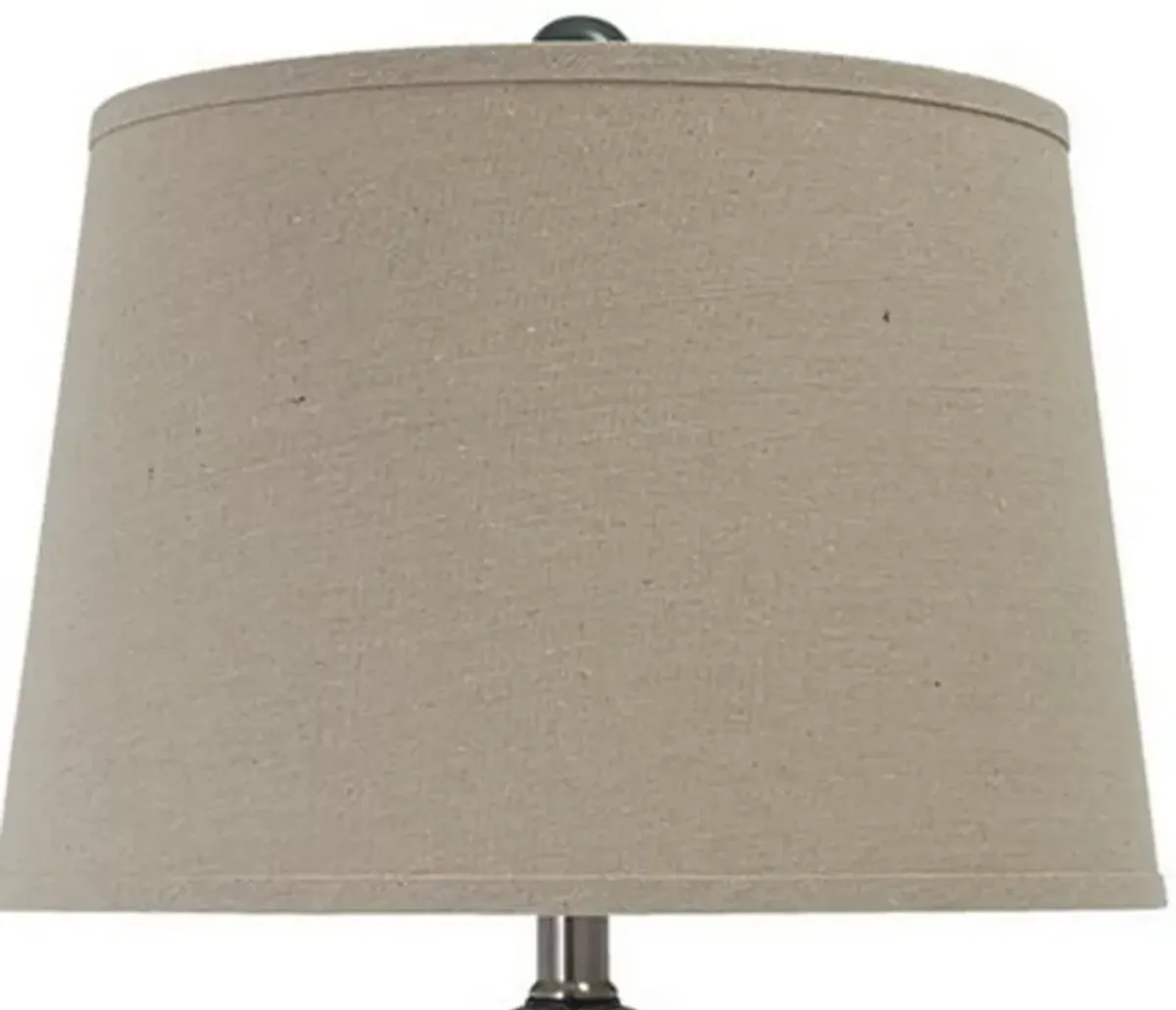 150 Watt Ceramic Body Table Lamp with Tapered Fabric Shade, Green and Beige-Benzara