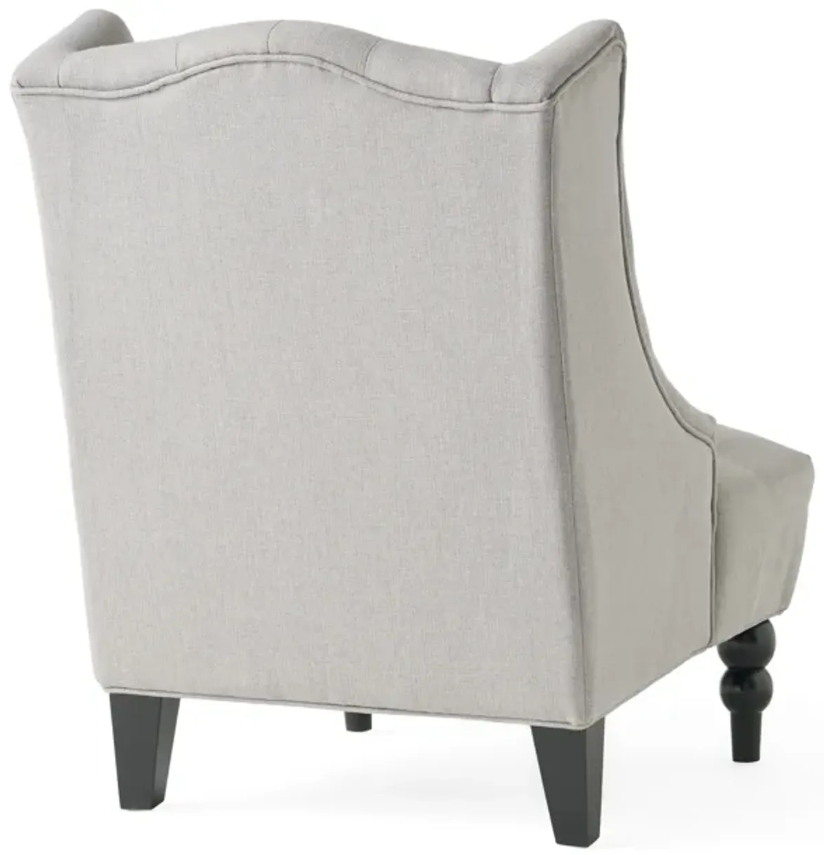 Todd Accent Chair, Silver Gray Button Tufted Linen, Classic Wingback Design - Benzara