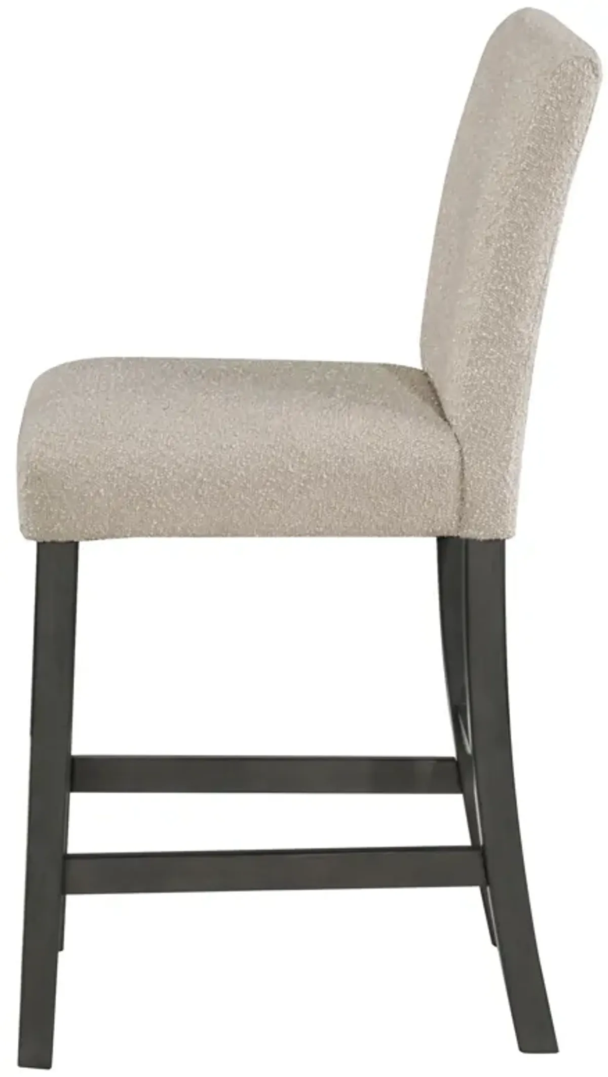 Alora Counter Height Dining Chair Set of 2, Beige Boucle, Charcoal Gray - Benzara