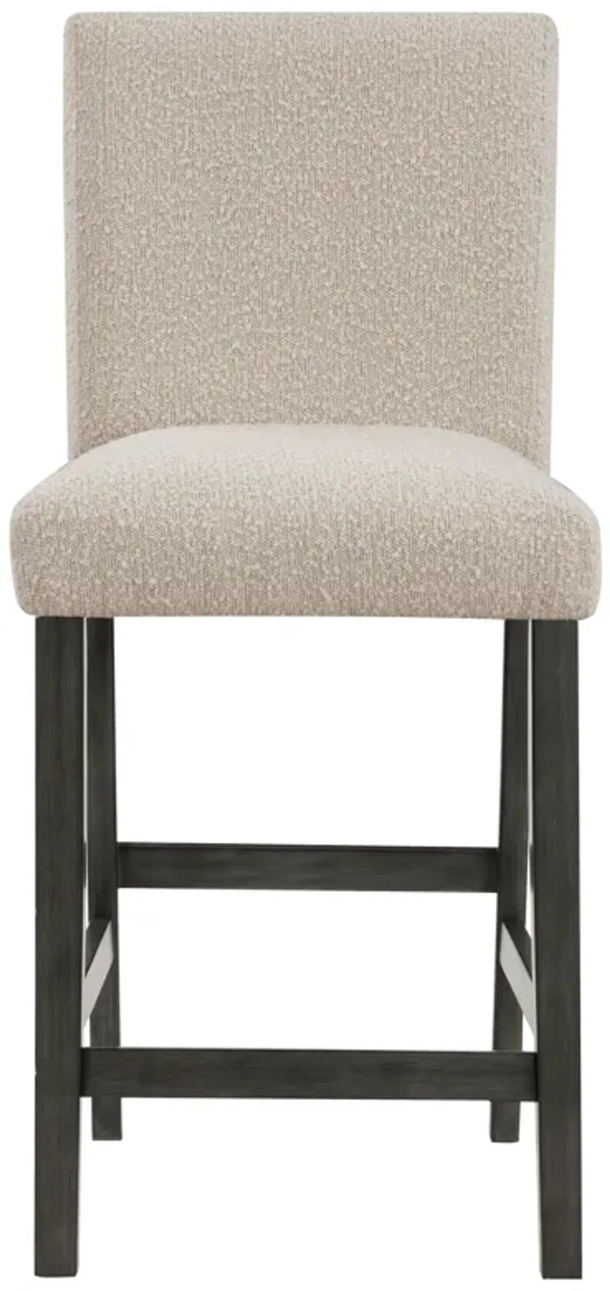 Alora Counter Height Dining Chair Set of 2, Beige Boucle, Charcoal Gray - Benzara