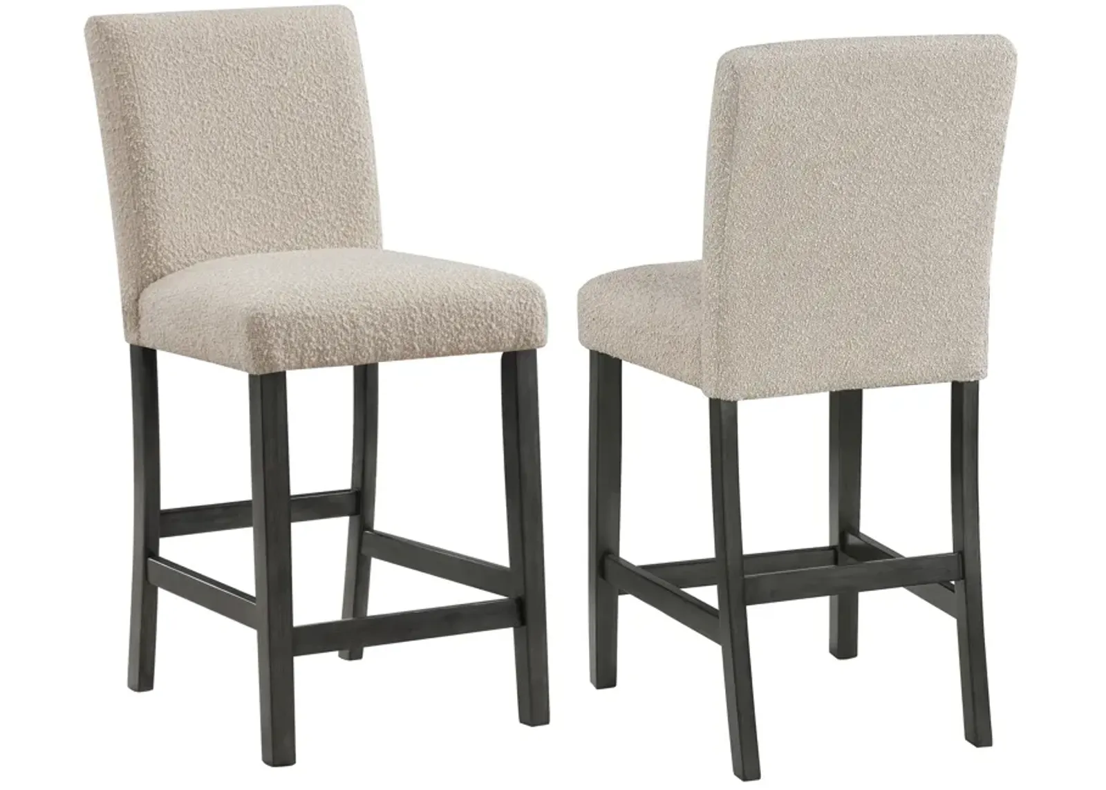 Alora Counter Height Dining Chair Set of 2, Beige Boucle, Charcoal Gray - Benzara