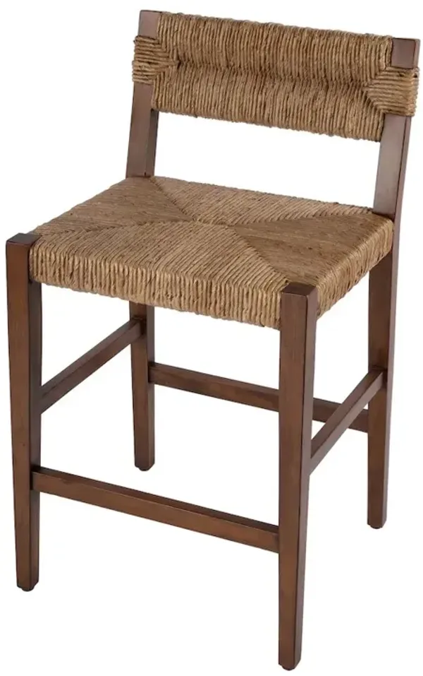 Butler Specialty Valencia 25 in. Seat Height Woven Counter Stool with Back, Dark Brown
