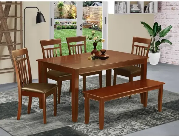 6 PC Kitchen Table set with bench-Kitchen Table and 4 dinette chair and Bench
