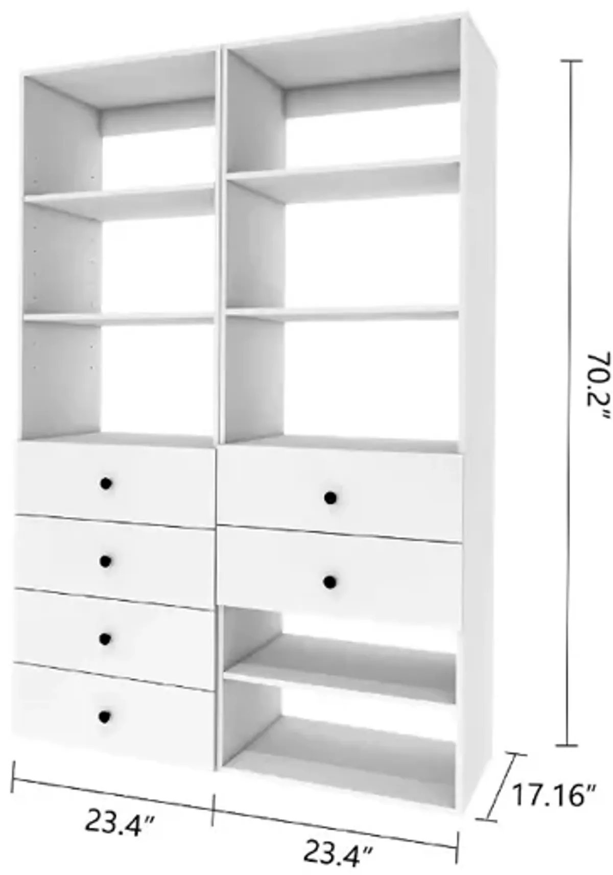 Closet Organizer System, Closet System with 6 Drawers, Walk in Closet Organizers and Storage with 8 Shelves Wall Mounted, White Wardrobe Closet