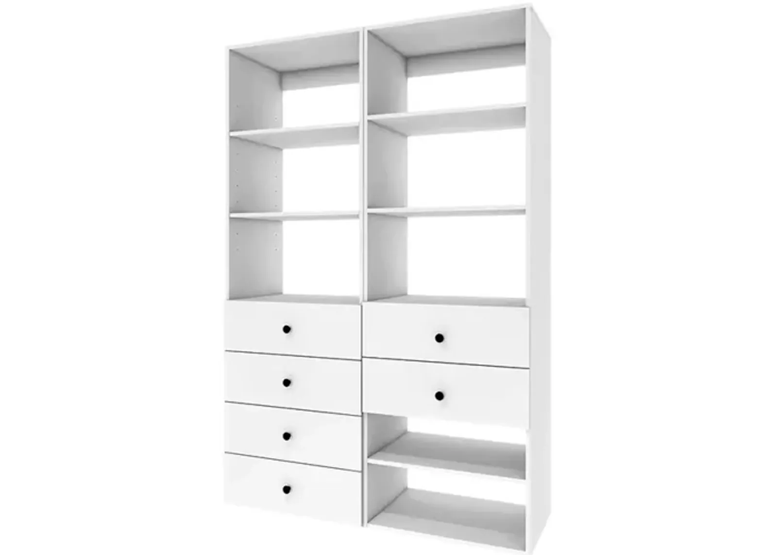 Closet Organizer System, Closet System with 6 Drawers, Walk in Closet Organizers and Storage with 8 Shelves Wall Mounted, White Wardrobe Closet