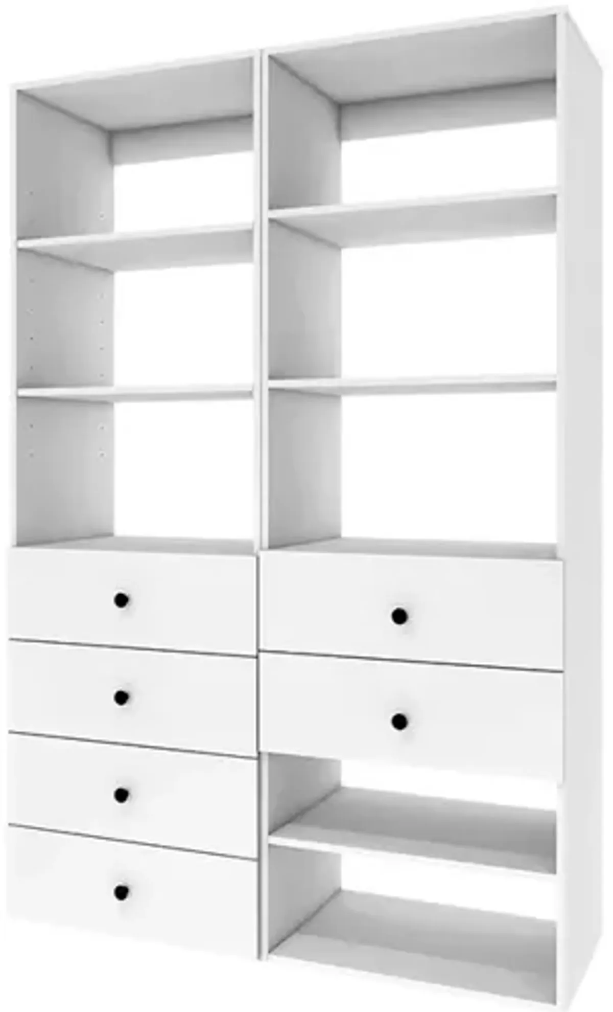 Closet Organizer System, Closet System with 6 Drawers, Walk in Closet Organizers and Storage with 8 Shelves Wall Mounted, White Wardrobe Closet