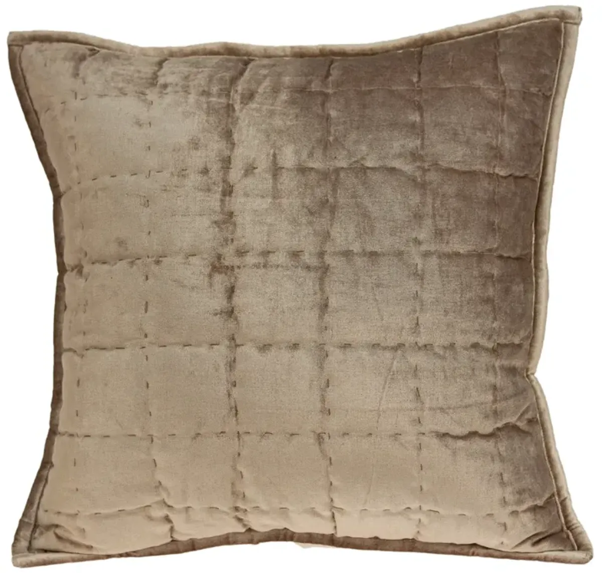 20” Beige Handloom Quilted Throw Pillow