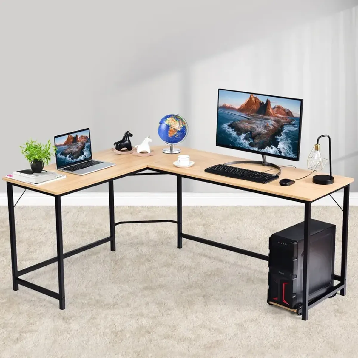 L Shaped Desk Corner Computer Desk PC Laptop Gaming Table Workstation