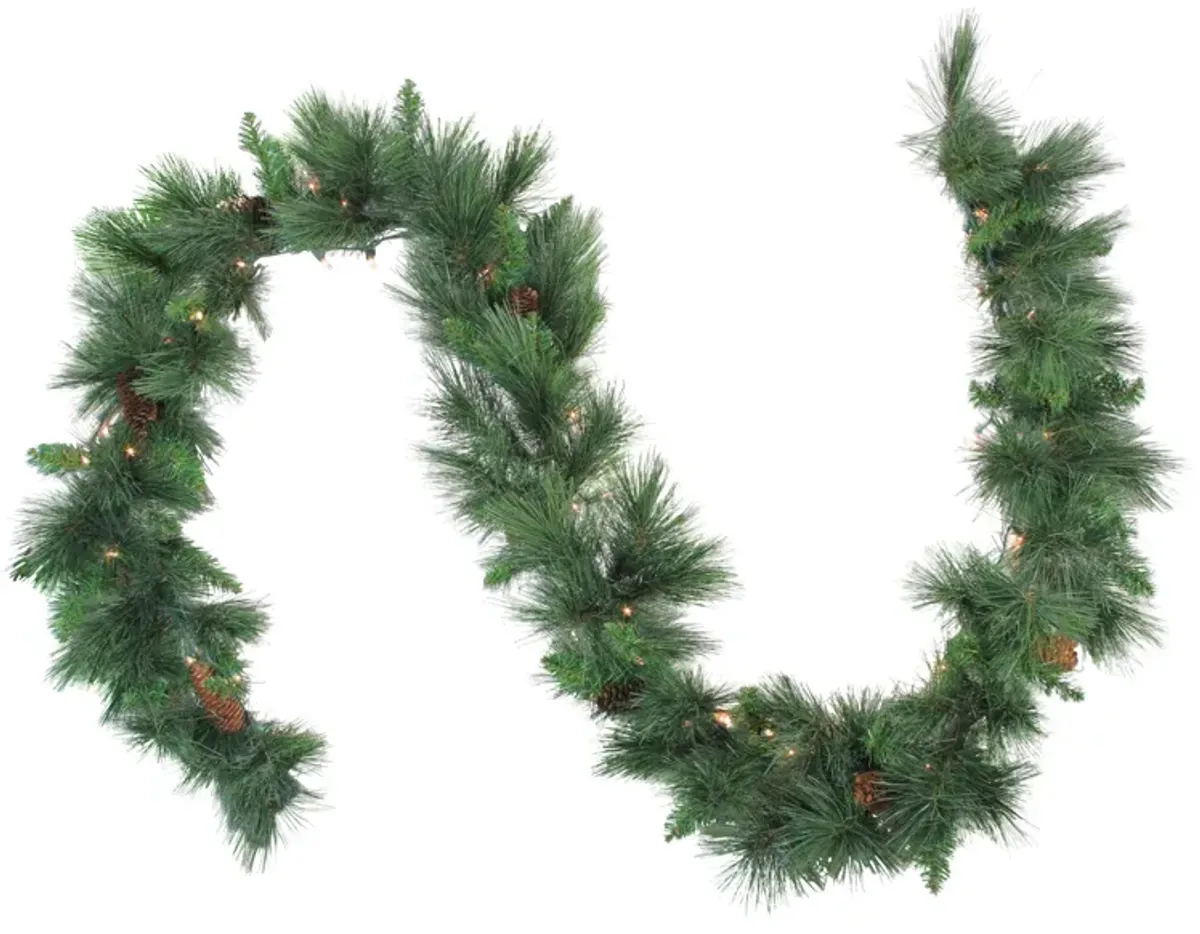 9' x 14" Pre-Lit White Valley Pine Artificial Christmas Garland - Clear Lights