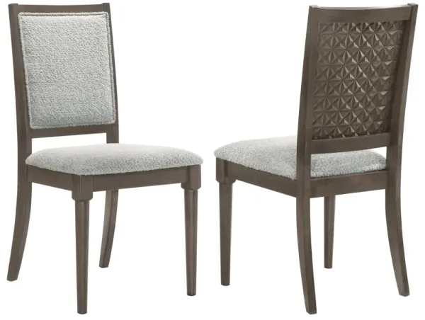 Nolan Dining Chair Set of 2, Gray Fabric, Dark Brown Hardwood Frame - Benzara
