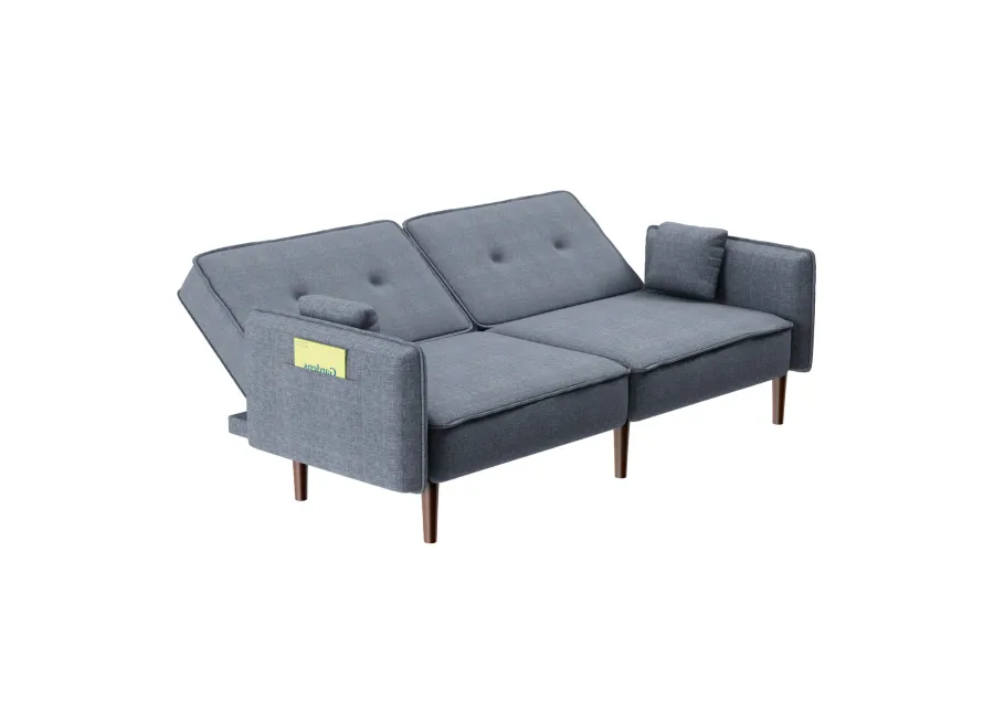 Futon Sofa Bed With Solid Wood Leg In Fabric