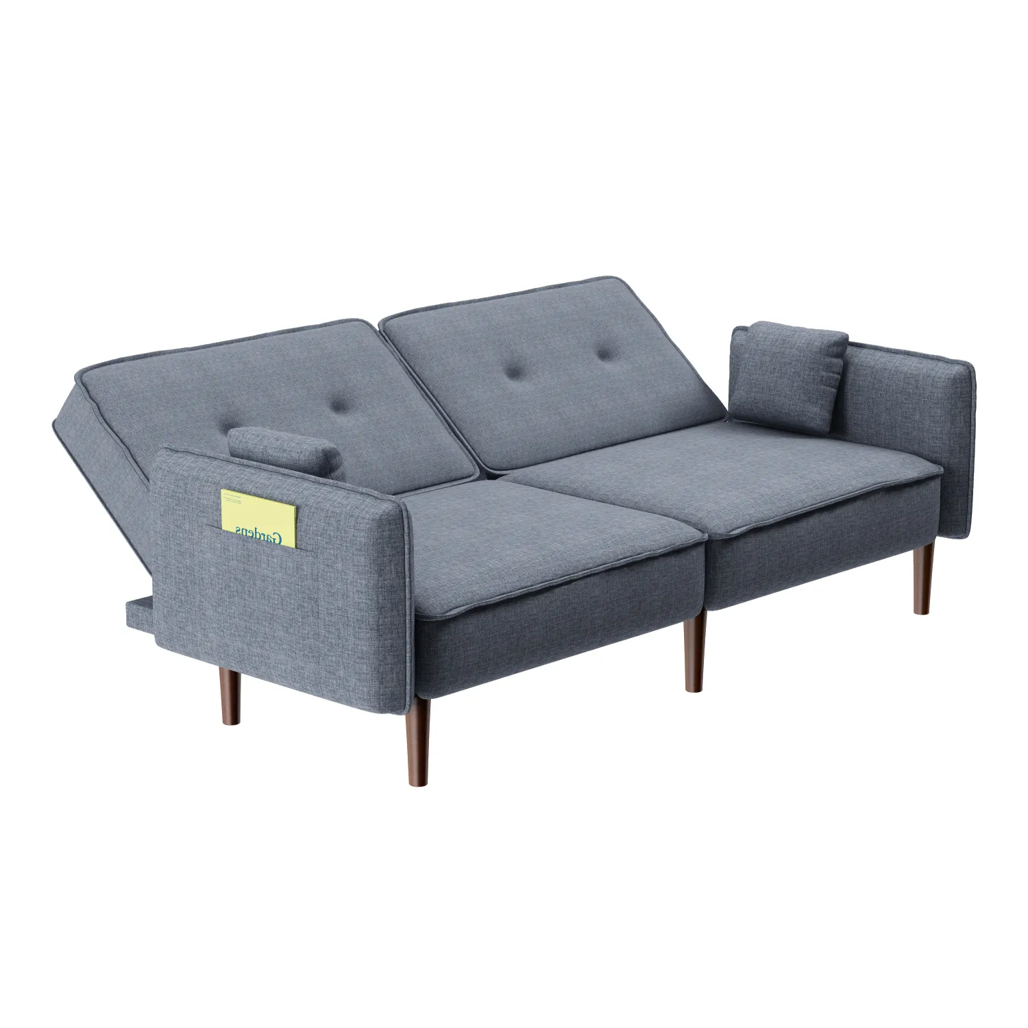 Futon Sofa Bed With Solid Wood Leg In Fabric