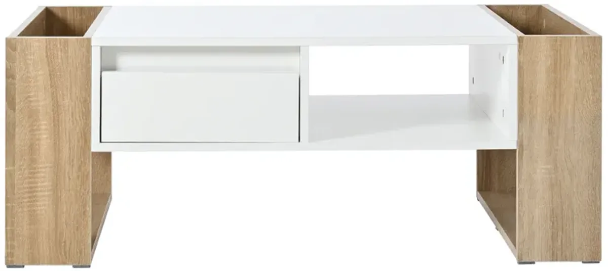 Merax High Glossy Coffee Table with 2 Drawers