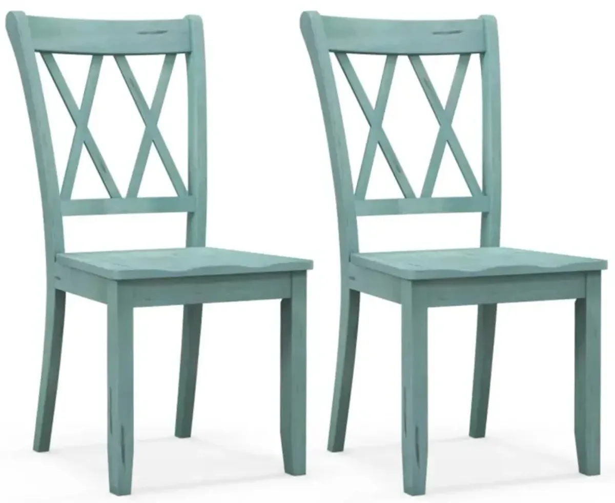 Hivvago Set of 2 Wooden Dining Chairs Mid Century Farmhouse Retro Kitchen Chairs