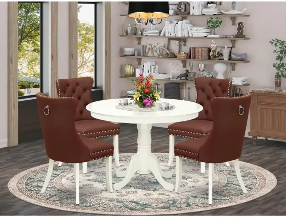 5 Piece Dinette Set for Small Spaces Contains a Round Dining Table