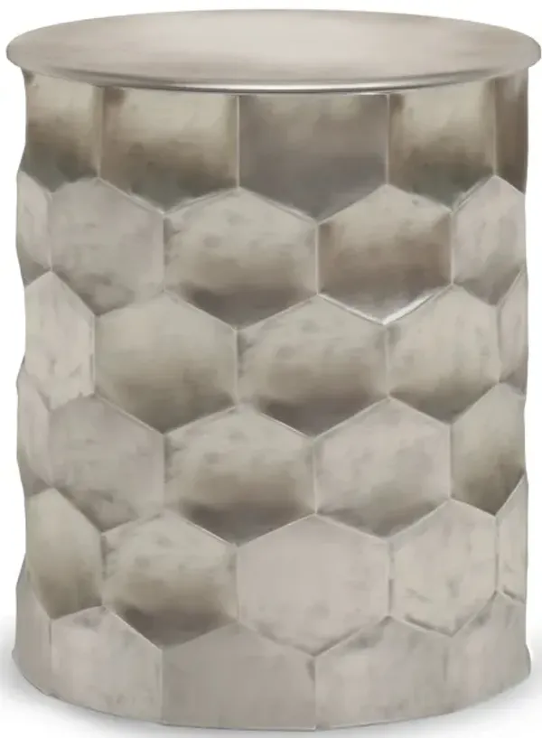 Whitney Industrial 17 inch Wide Metal Storage Accent Side Table in Antique Silver , Fully Assembled