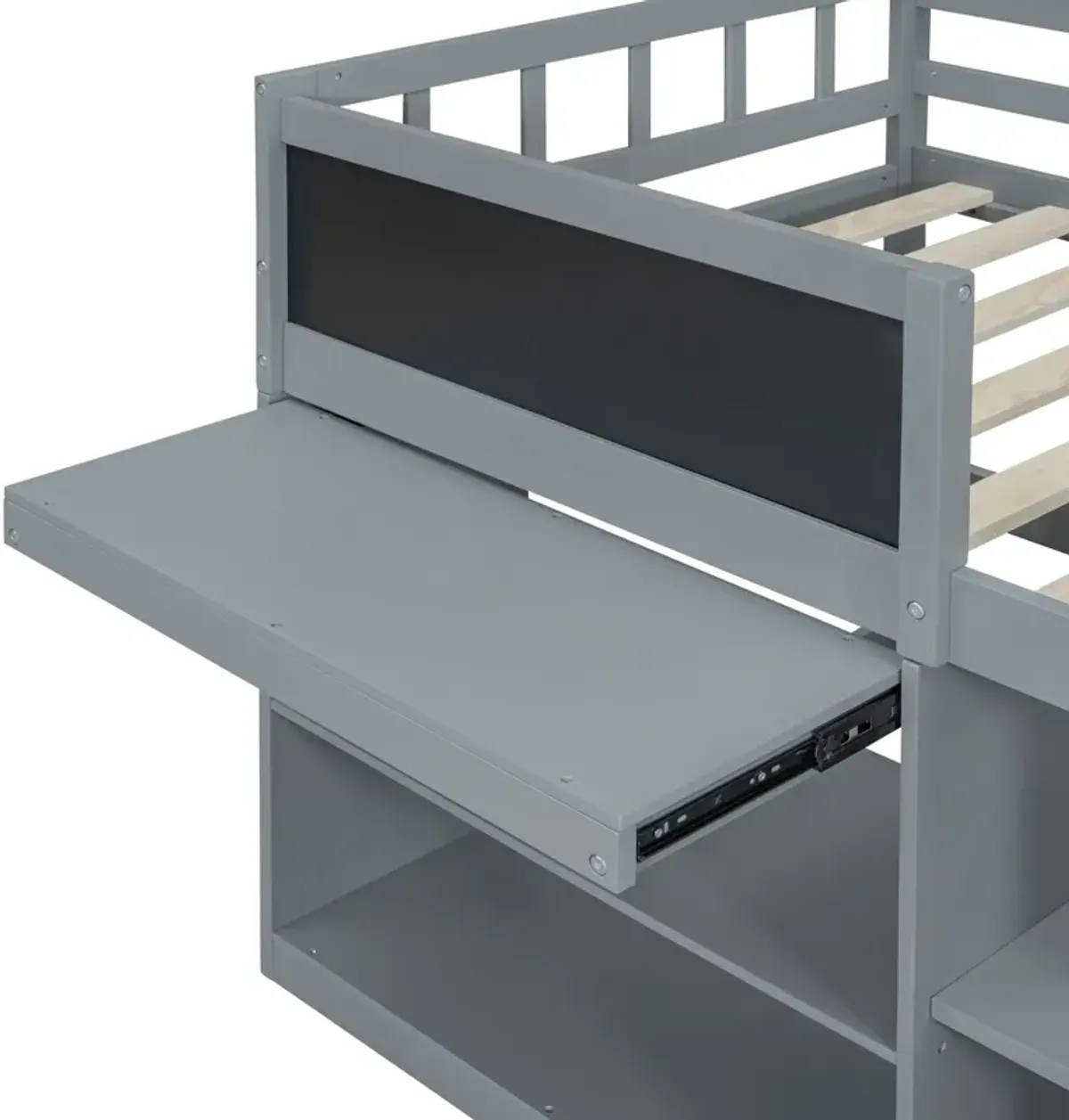 Merax Low Loft Bed with Rolling Desk and Drawers