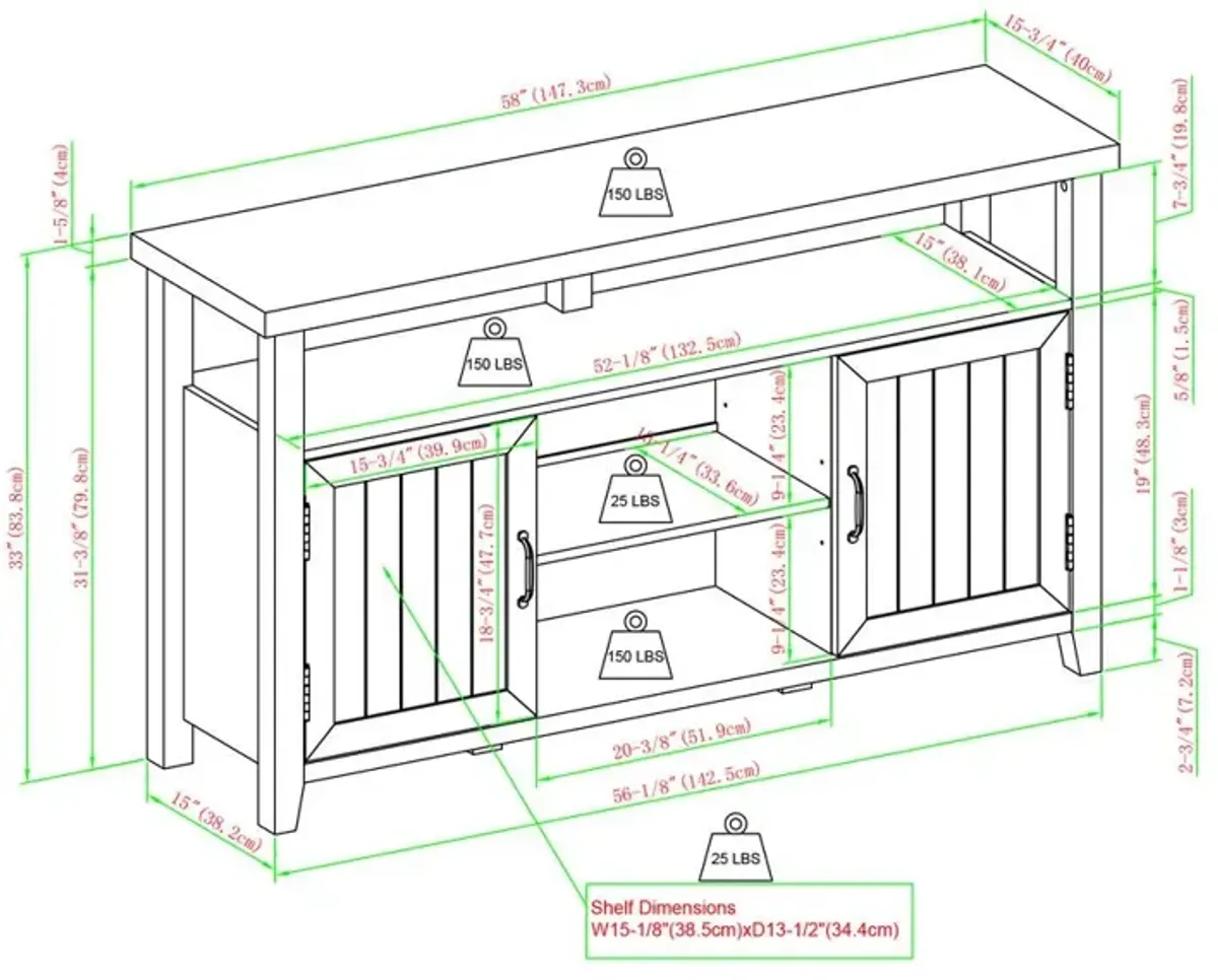 Classic Grooved-Door Tall TV Stand for TVs up to 65�