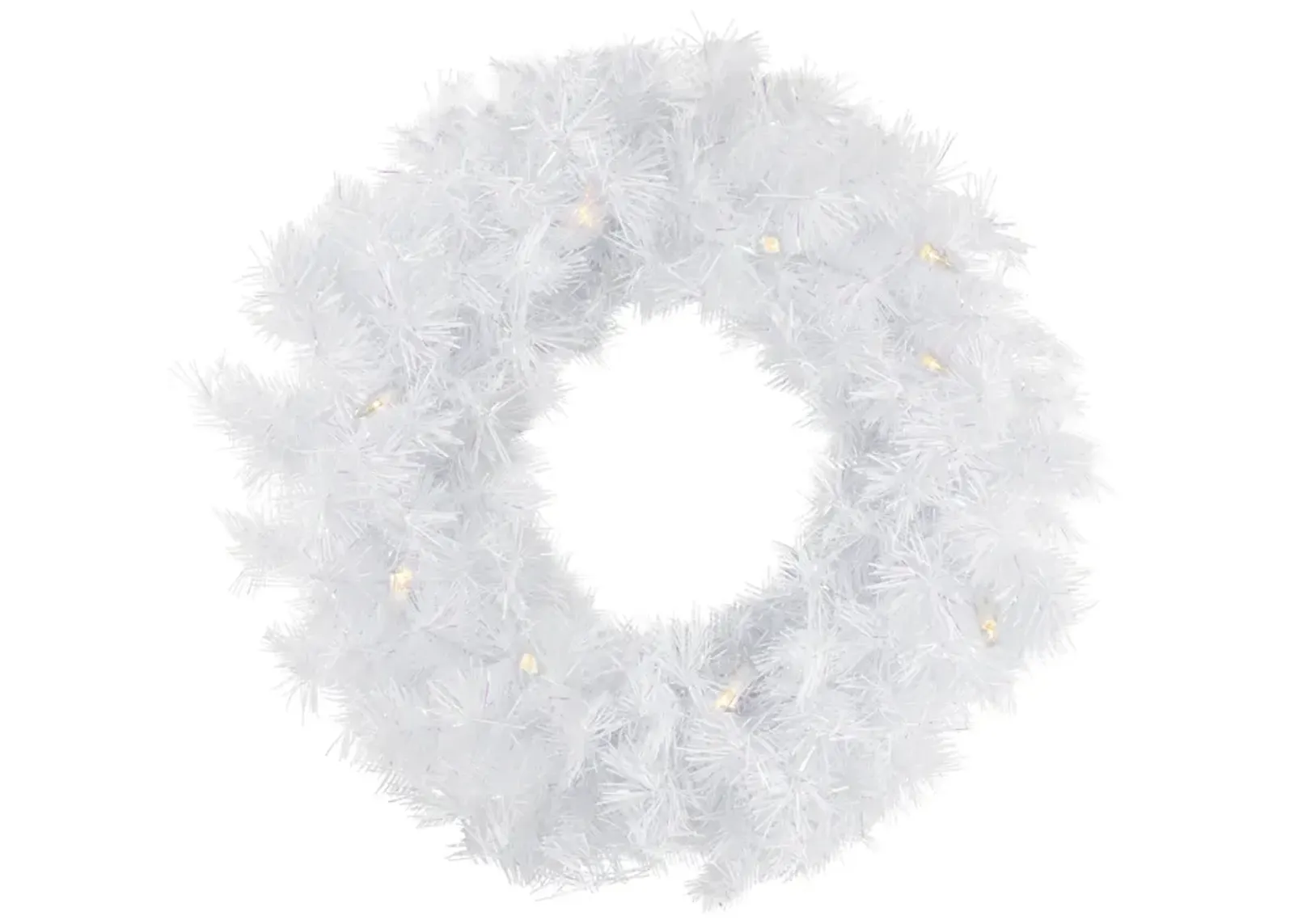 Pre-Lit White Alaskan Pine Artificial Christmas Wreath  36-Inch  Warm White LED Lights