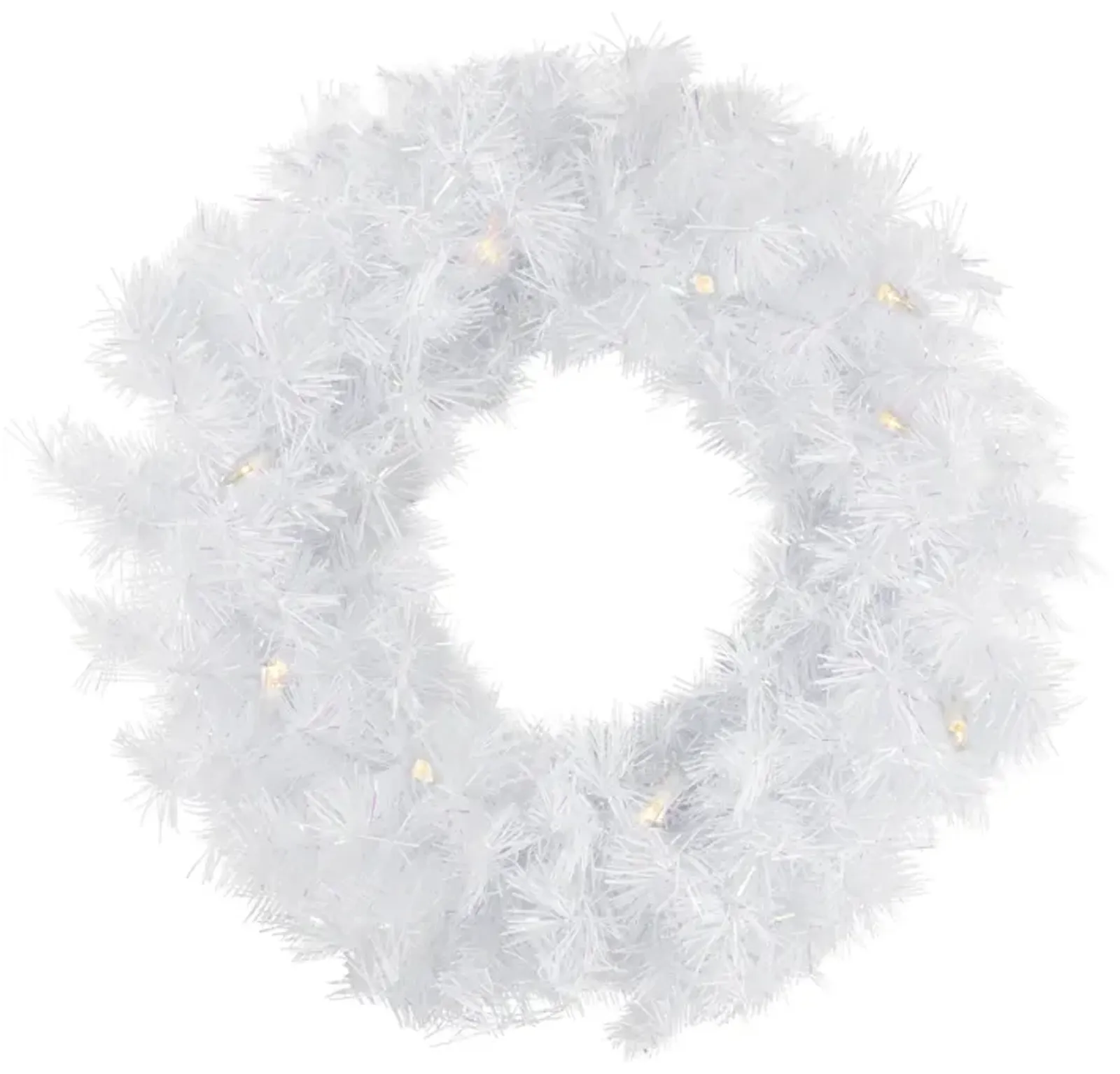 Pre-Lit White Alaskan Pine Artificial Christmas Wreath  36-Inch  Warm White LED Lights