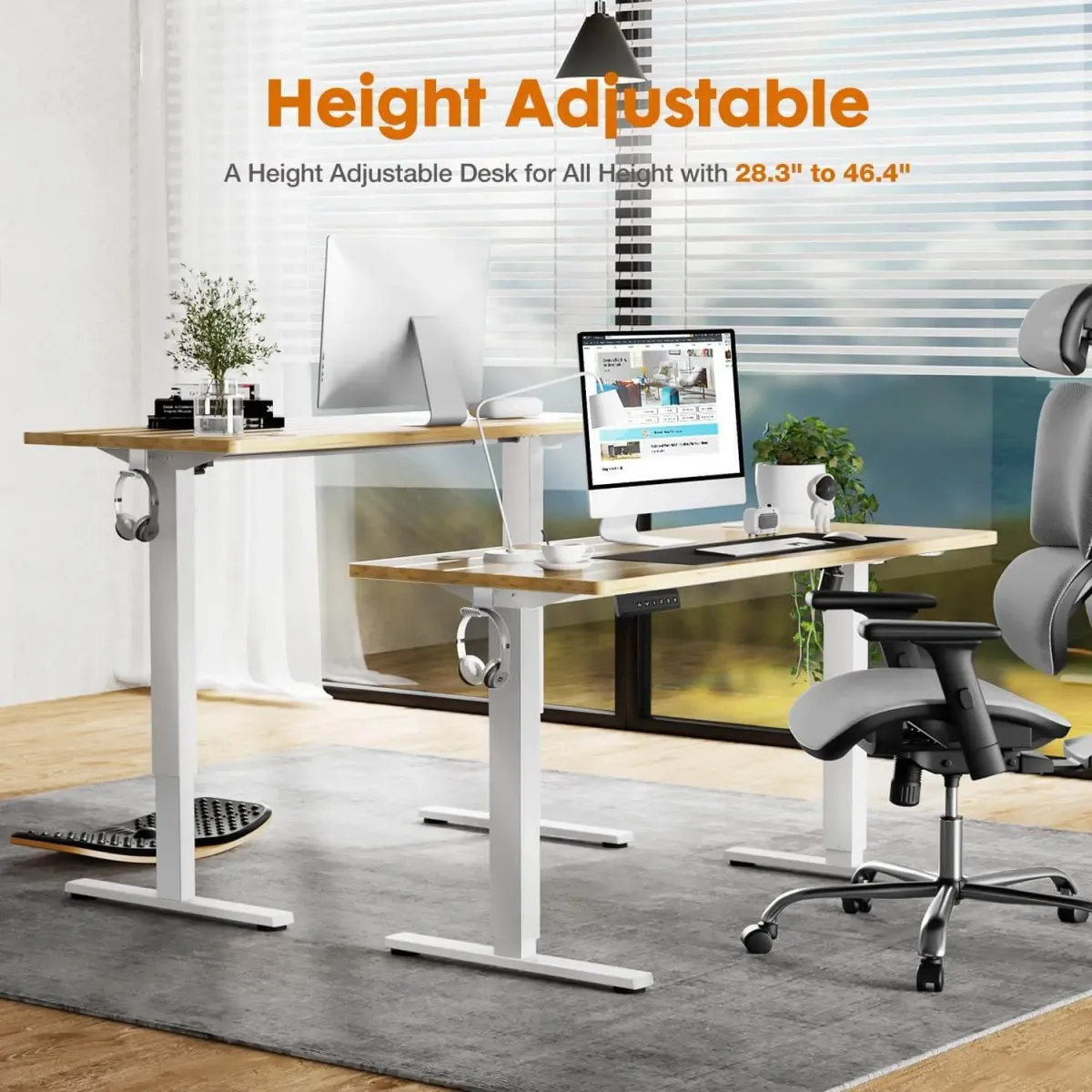 Streamdale Electric Standing Desk, Yellow, 55" X 24