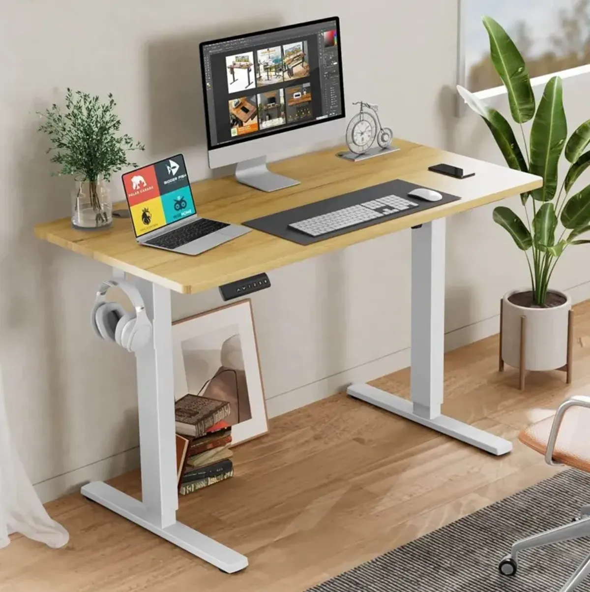 Streamdale Electric Standing Desk, Yellow, 55" X 24
