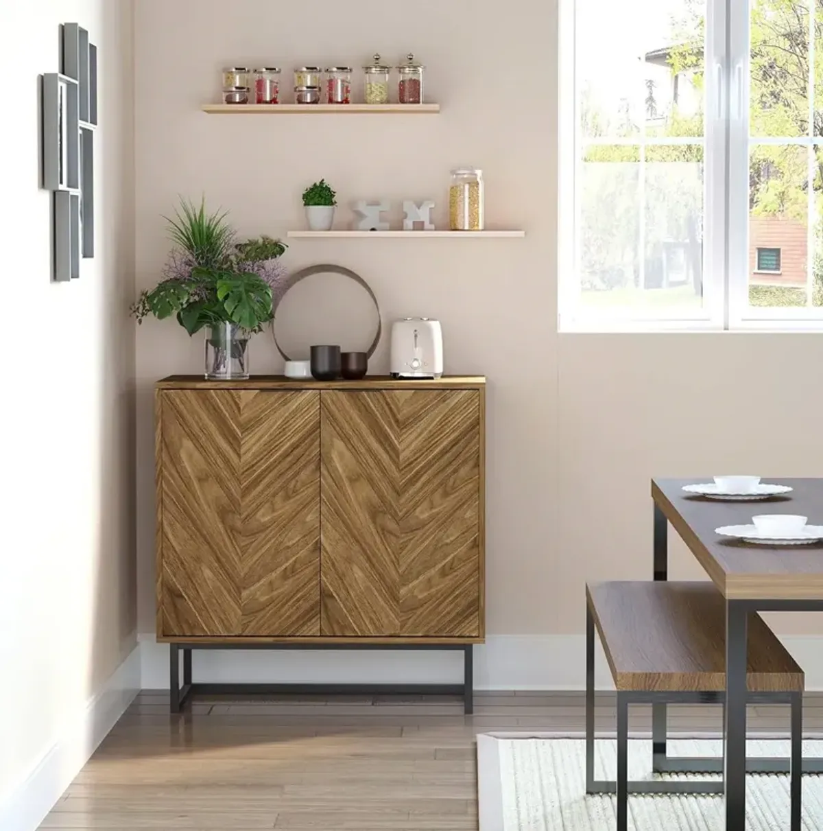 Minimalist Modern Sideboard – Entryway Buffet Storage Cabinet with Clean Lines