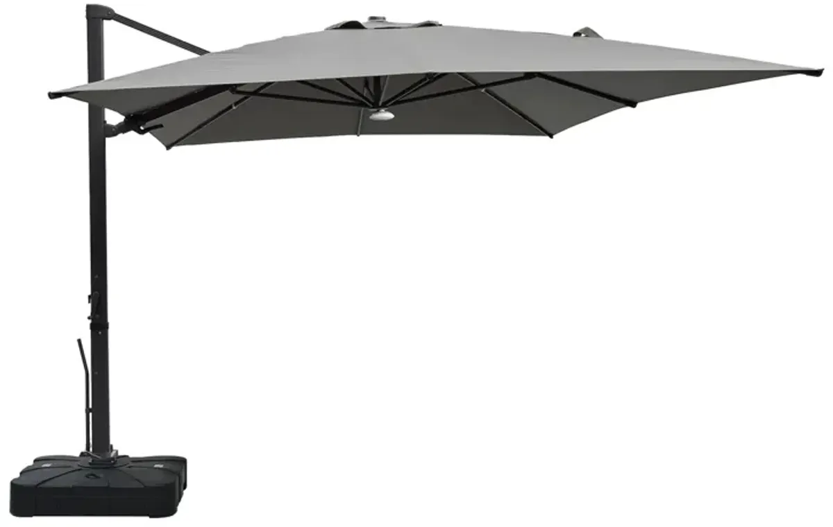 10x13 ft. 360° Rotation Cantilever Patio Umbrella with BaseandBT in Gray