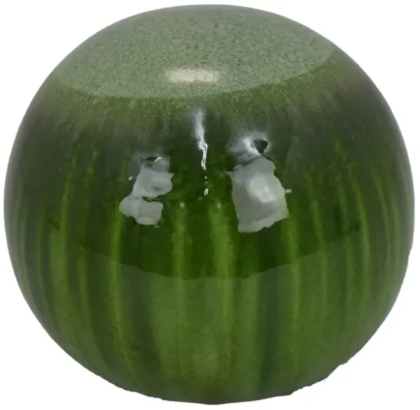 Mary Tabletop Accent Decor, Modern Round Orb, 10 Inch Green Ceramic - Benzara