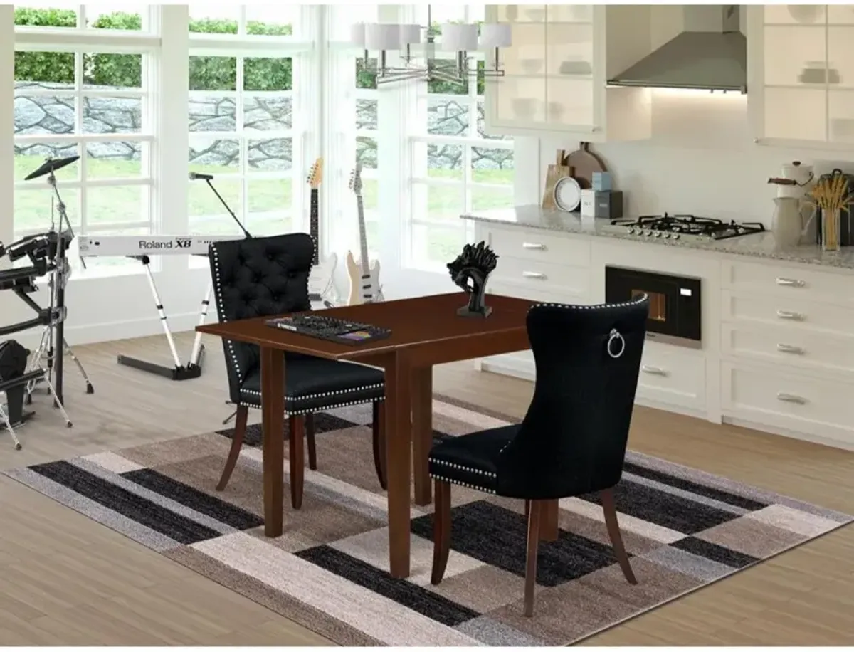 3 Piece Kitchen Table Set Consists of a Rectangle Dining Table with Dropleaf