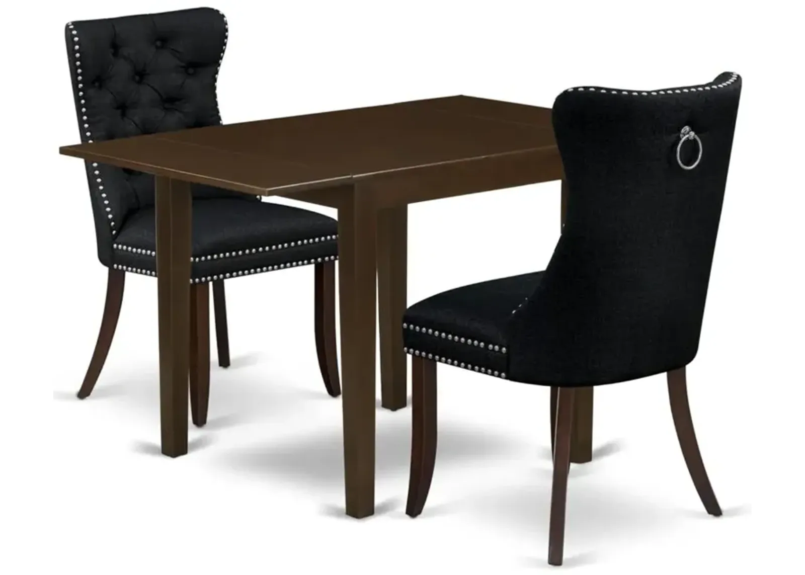 3 Piece Kitchen Table Set Consists of a Rectangle Dining Table with Dropleaf