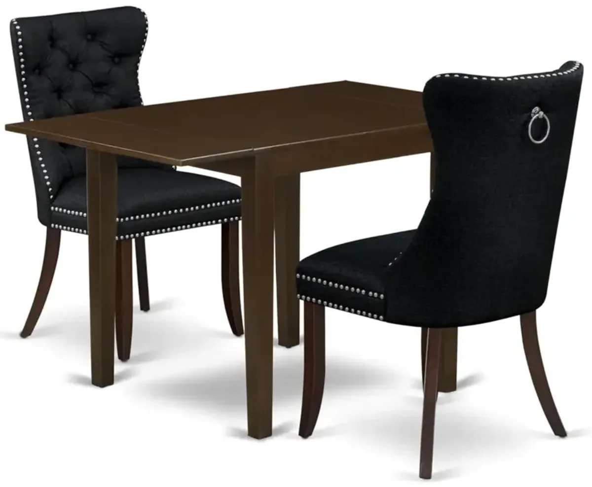 3 Piece Kitchen Table Set Consists of a Rectangle Dining Table with Dropleaf