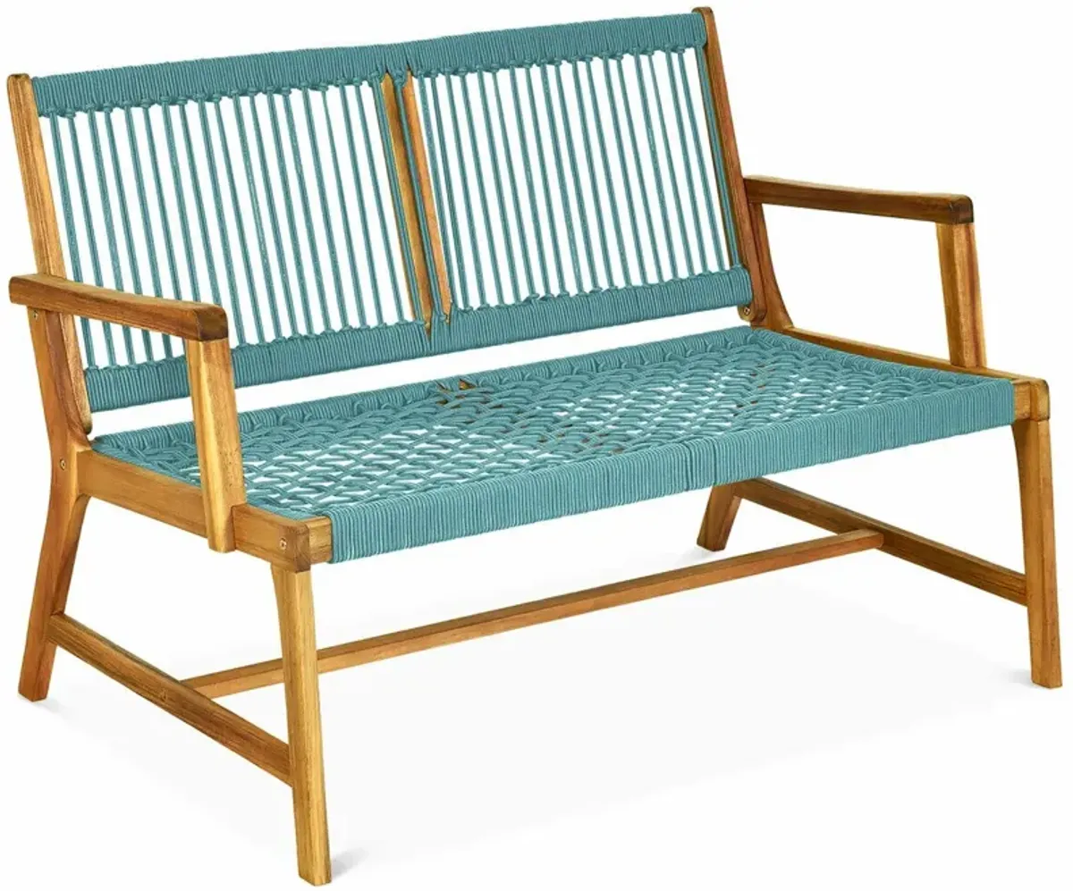 2-Person Acacia Wood Yard Bench for Balcony and Patio