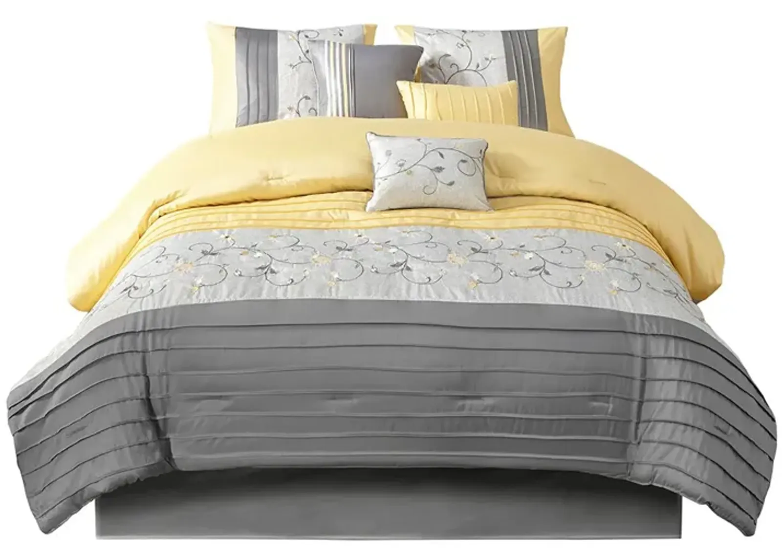 Gracie Mills Rogelio 7-Piece Transitional Embroidered Comforter Set