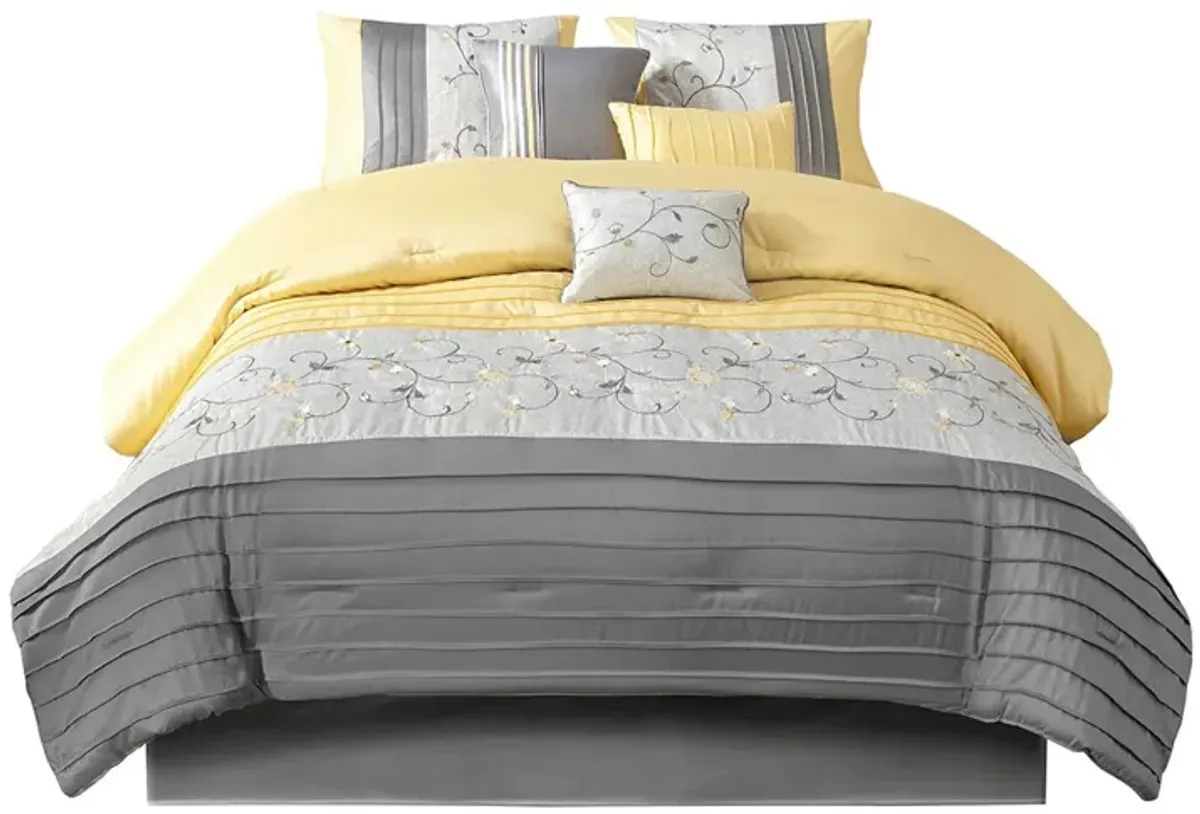 Gracie Mills Rogelio 7-Piece Transitional Embroidered Comforter Set