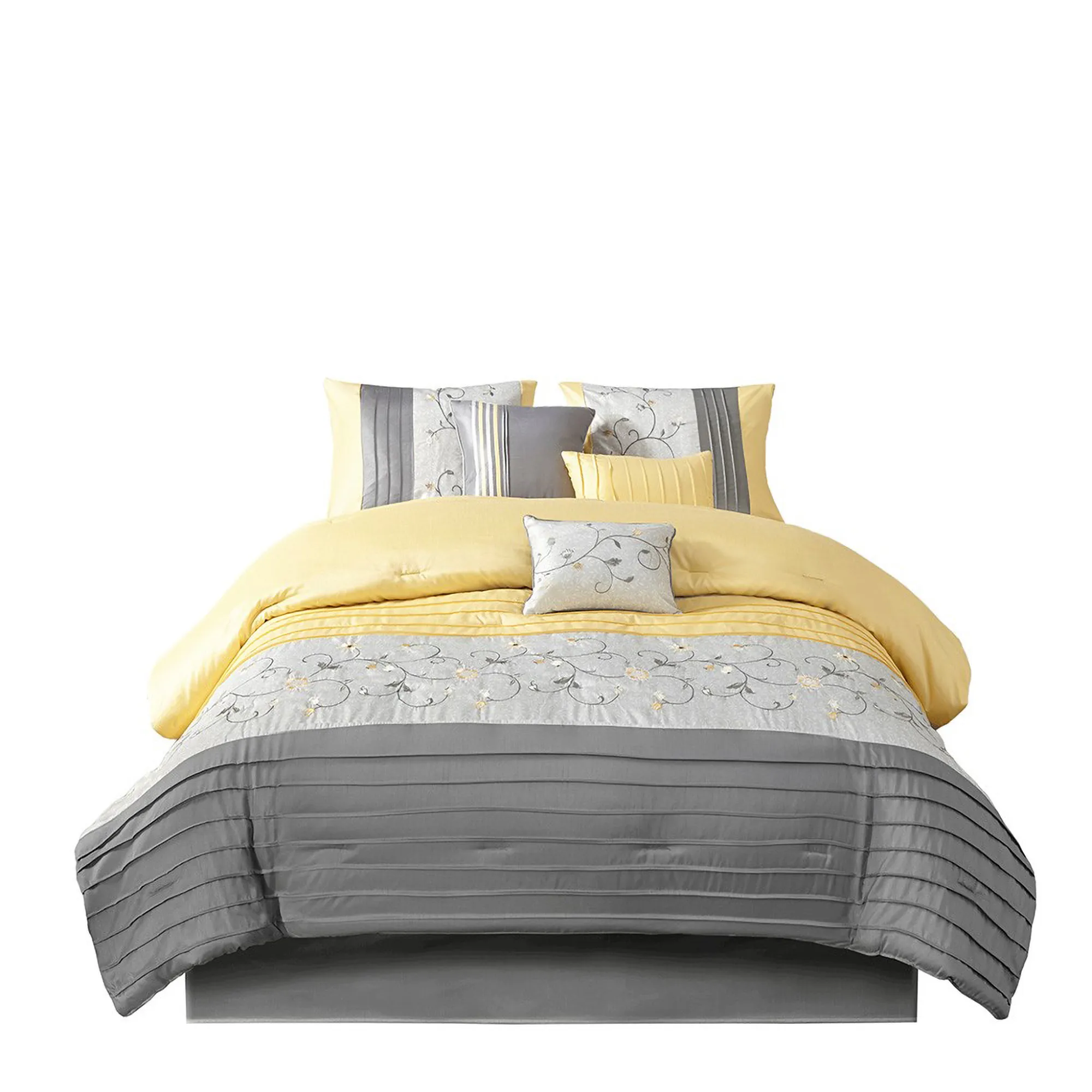 Gracie Mills Rogelio 7-Piece Transitional Embroidered Comforter Set