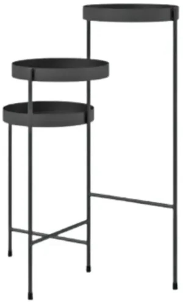Hivvago Modern Gold Grey Metal 3-Tier Flower Pot Plant Stand