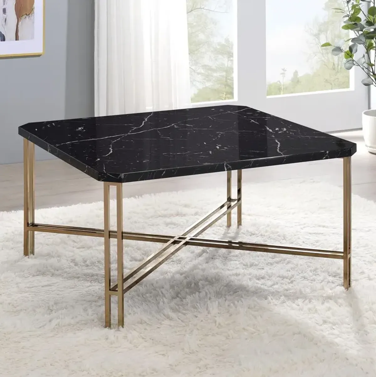 Daxton Faux Marble Square Cocktail Table