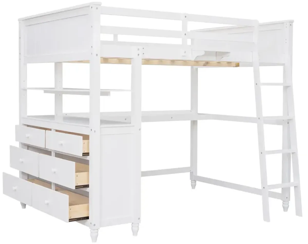 Merax Loft Bed with Drawers and Desk