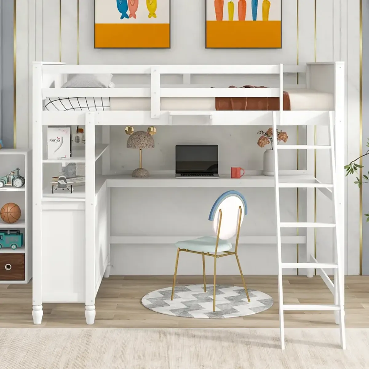 Merax Loft Bed with Drawers and Desk