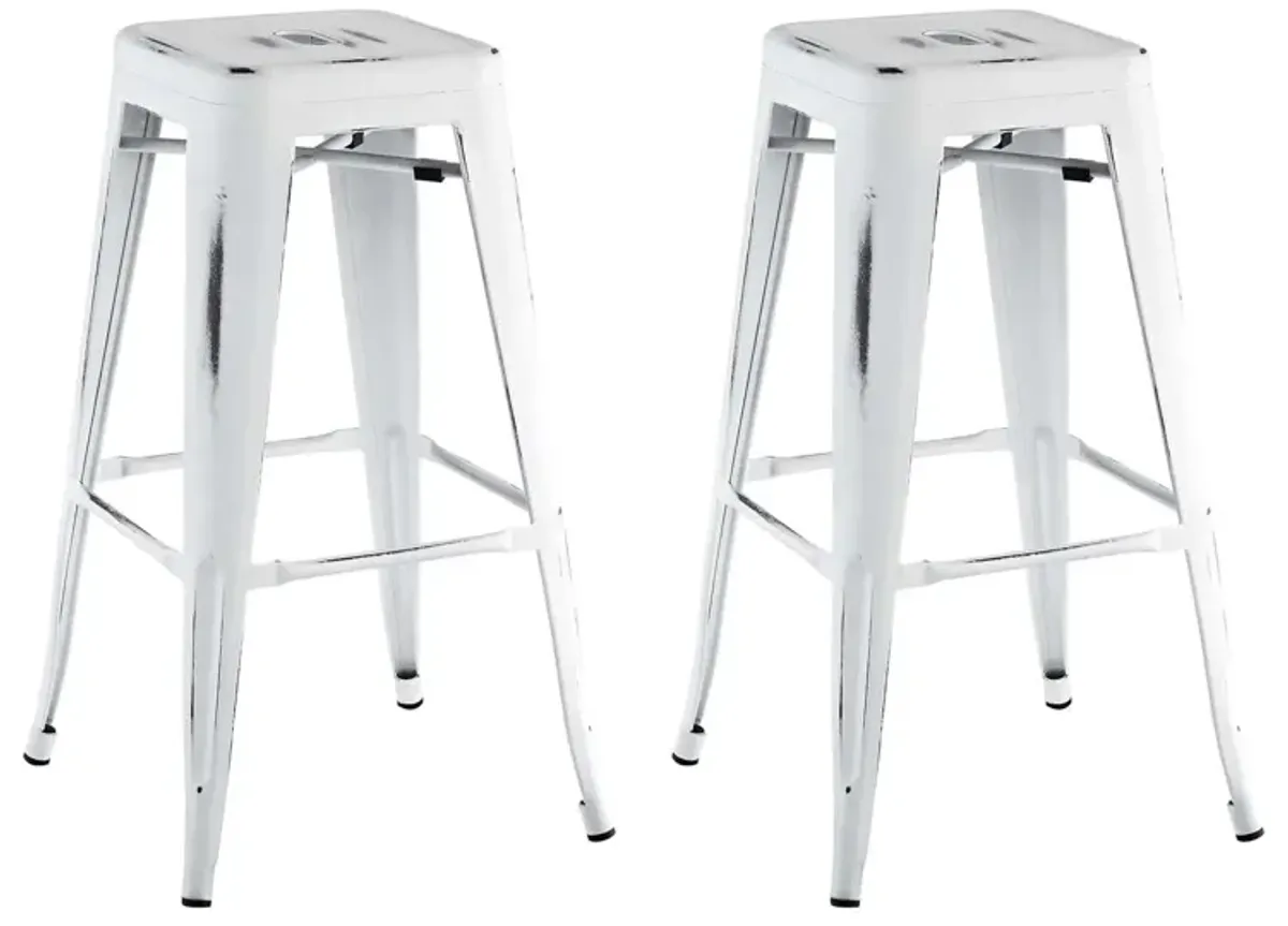 Modway Promenade Modern Aluminum Four Bistro Dining Chair Set in Black