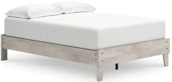 Shawn Full Size Minimalist Platform Bed, Light Gray Wood Frame - Benzara