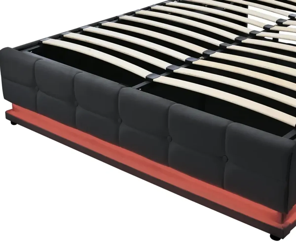 Tufted PU Upholstered Platform Bed With Hydraulic Storage System