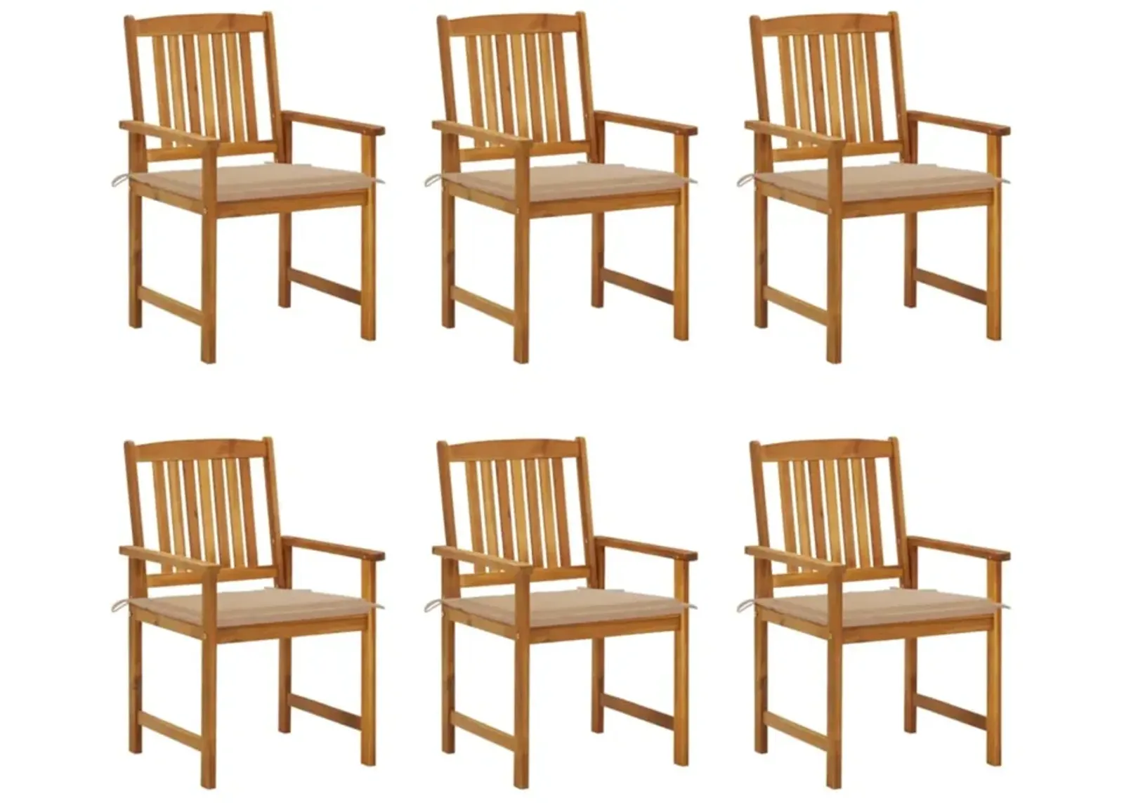 vidaXL Patio Chairs with Cushions 6 pcs Solid Acacia Wood