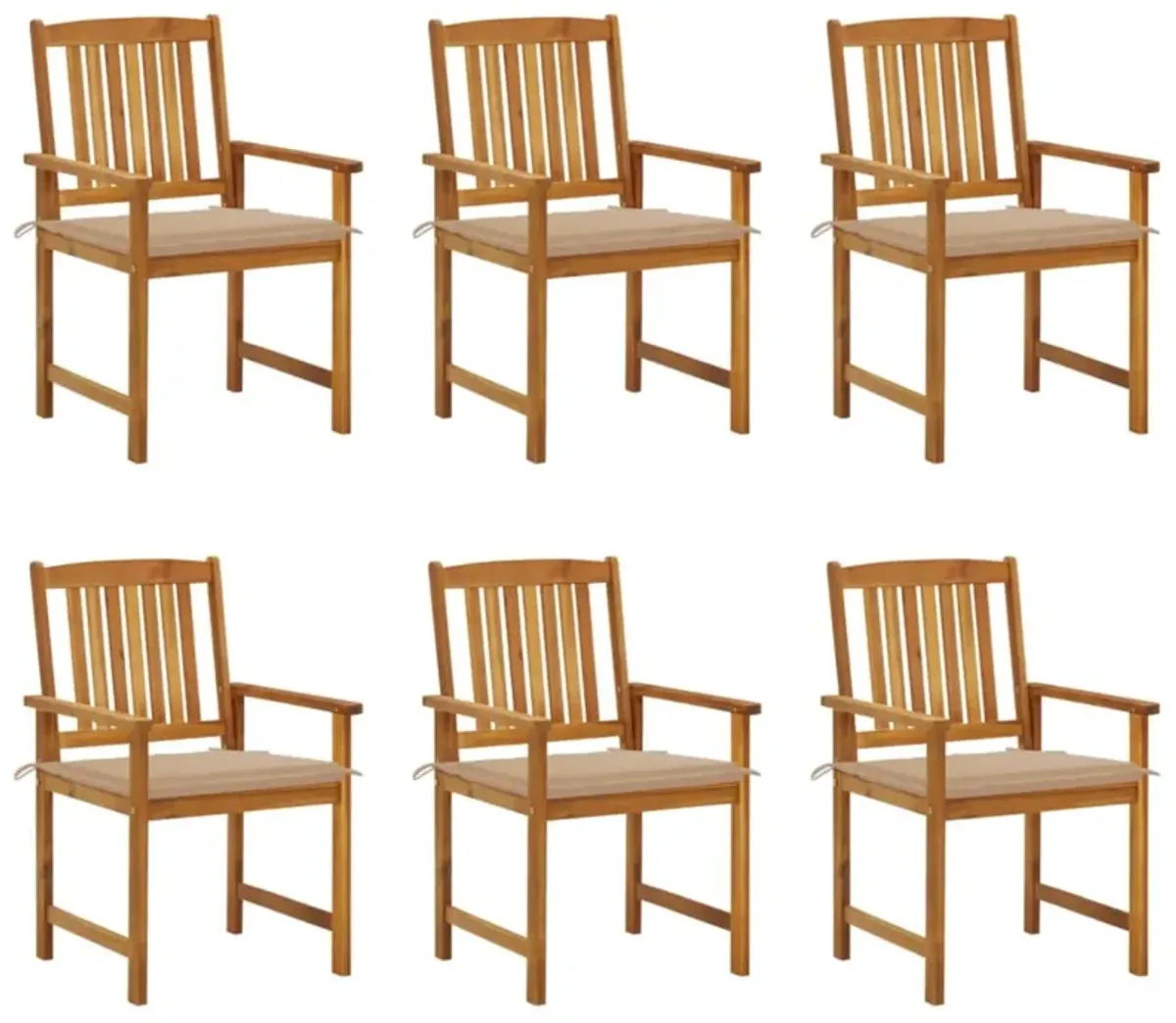 vidaXL Patio Chairs with Cushions 6 pcs Solid Acacia Wood