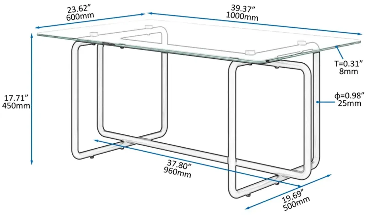 Modern Tempered Glass Tea Table Coffee Table, Table For Living Room, Transparent