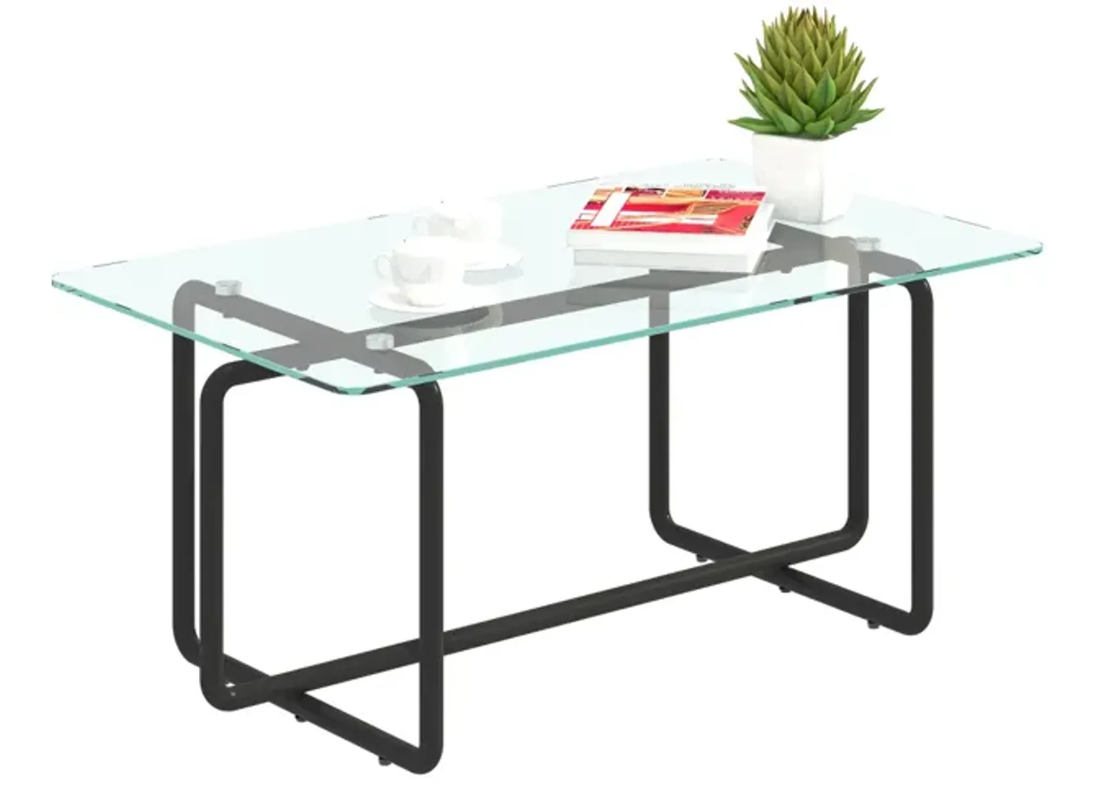 Modern Tempered Glass Tea Table Coffee Table, Table For Living Room, Transparent